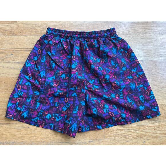 Vintage Reebok Boy's swim trunks Made in USA geometric pattern Medium 80s/90s - Picture 2 of 7